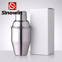 Shaker à cocktails en acier inoxydable personnalisé de 250 ml (8,4 oz) avec filtre et couvercle, finition brossée, réutilisable