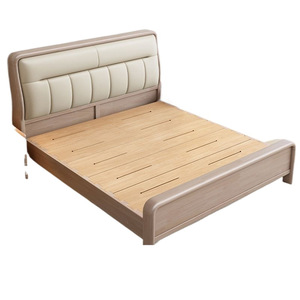 Cama Moderna <span class=keywords><strong>de</strong></span> Madera Maciza con Acabado en Cuero, Tamaño Completo, Cómoda y con Almacenamiento Multifuncional para Hoteles, Muebles <span class=keywords><strong>de</strong></span> Dormitorio - Product Image 5