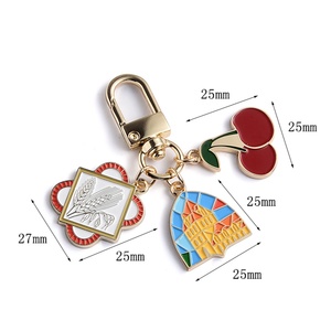 <b>Keychain</b> Charm <b>Custom</b> Logo Pendant Cherry Zinc Alloy Metal Gold Soft Enamel <b>Keychain</b> - Product Image 2
