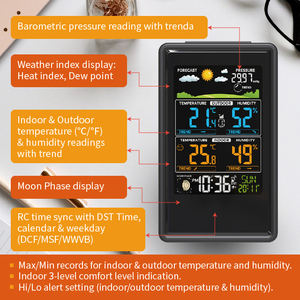 Station météo sans fil Moniteur d'humidité de la température extérieure Affichage couleur Matériau plastique Communication WiFi OEM ODM - Product Image 3