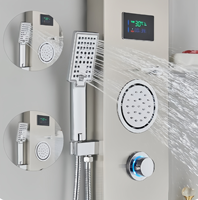 Plaque de douche cascade en acier inoxydable à poignée unique de luxe planche murale de salle de bain multifonction en céramique de pluie pour hôtels
