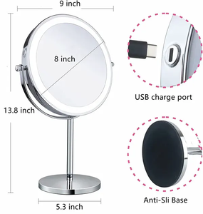 8 inch sạc 1x 10x Magnifying đứng Gương trang điểm với 3 màu sắc và độ sáng có thể điều chỉnh - Product Image 4