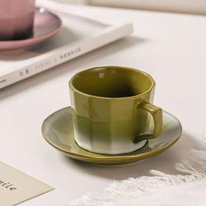 Ensemble tasse à café et assiette en céramique au design simple, tasse à eau japonaise pour la maison - Product Image 2