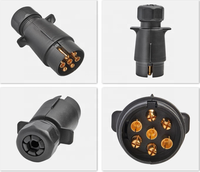 Connecteurs de prise de voiture européens standard ronds 7 voies 12V, fiches courtes pliables en PVC à 7 broches pour remorques