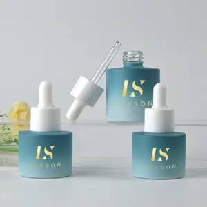 Fabrik OEM Custom Logo Kosmetik 20ml 40ml flache Schulter ätherisches Öl Serum Gradient Glas Tropf flaschen