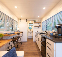 Maison modulaire de luxe en conteneur, profil en bois, maison modulaire portable, cabane de glamping modulaire avec terrasse sur le toit