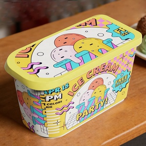 ไอศกรีมซันเด, โฟรโย, เจลาโต้ ขนาด 1.3 ลิตร 1.2 ควอร์ต ภาชนะพลาสติกแบบใช้ซ้ำได้สำหรับแช่แข็งพร้อมฝาปิด IML - Product Image 1