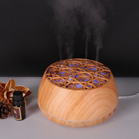 Humidificateur d'air diffuseur d'huiles essentielles de grain de bois 400ML avec 7 lumières de couleur aromathérapie pour la maison ou l'entreprise Garantie 1 an