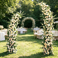 Arche en fer forgé avec fleurs artificielles pour mariage, accessoire extérieur romantique, durable, écologique, taille et couleur personnalisables, fournitures de fête