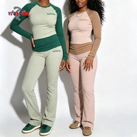 Ensemble de détente automne pour femmes grandes tailles, deux pièces, T-shirt et pantalon à revers, color block personnalisé, idéal pour le fitness