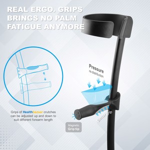 Bastões de Apoio Ajustáveis para Antebraço HEALTHBAZAAR em Liga de Alumínio, Bastões de Cotovelo para Caminhada para Pessoas com Deficiência - Product Image 3
