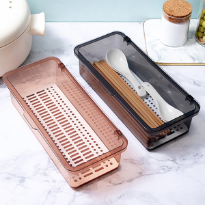 Escurridor organizador de palillos de plástico plegable ecológico transparente de doble capa sin BPA para cocina casera - Product Image 1