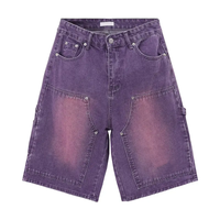 Short en jean délavé dégradé vintage ZY pour homme, avec broderie et impression de logo personnalisés, coupe ample et décontractée, style jorts pour homme