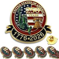 Épinglette en émail du 250e anniversaire des États-Unis pour 1776-2026, Statue de la Liberté, Cloche de la Liberté, broche patriotique en métal, souvenir américain