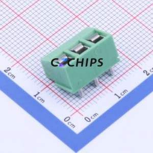 DB126R-5.0-3P-GN Screw Terminal Block Bent Lead Through Hole,P=5mm Connector 1x3P 5mm Green Right Angle Insert - Product Image 2