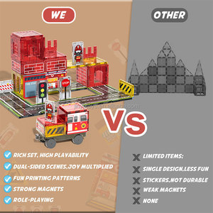Stelo Montessori giocattoli tessere magnetiche 3D blocco magnetico da costruzione giocattolo educativo fatto da te tessere magnetiche Puzzle tema pompiere <span class=keywords><strong>regalo</strong></span> - Product Image 4