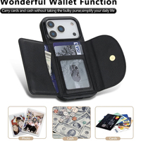 Étui de téléphone portable en cuir PU antichoc pour iPhone 17 Pro Max/17 Pro/17E, 360° °   Support rotatif pour anneau, 3 emplacements pour cartes et poche pour argent liquide