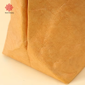 Bolsa enfriadora de papel Tyvek ecológica Baoren, logotipo personalizado, reutilizable, resistente al agua, su bolsa de papel personalizada de marca con asas - Product Image 5