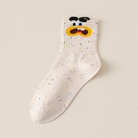 Chaussettes d'été antidérapantes pour femmes, tricotées, motifs 3D amusants, expressions drôles, personnages de dessins animés mignons, décontractées, en coton, vente en gros