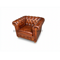 Canapé Chesterfield convertible moderne et luxueux en cuir véritable et éponge haute densité pour salon trois places