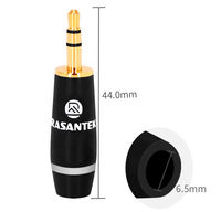 RASANTEK Prise Stéréo Haut de Gamme en Laiton Plaqué Or 5,5 mm (1/8 po) Peinture Noire Givrée Connecteur à Souder Jack Audio Câble Auxiliaire