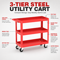Chariot à outils en acier robuste à 3 niveaux avec roues, personnalisable OEM pour garage et atelier