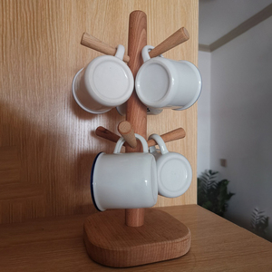 Minimalist Beech Wood Cup Stand 6 Hooks <strong>Wooden</strong> <strong>Mug</strong> <strong>Tree</strong> for Organizing Coffee <strong>Mugs</strong> - Product Image 6
