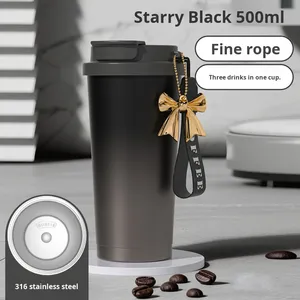 Wholesale New Gradient <b>Ceramic</b> Inner Liner Coffee Mugs with Lid Portable Straw Water <b>Cups</b> for Back to School Car Outdoor Use - Product Image 5