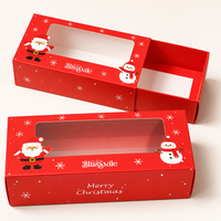 Caja para Macarons Blisssmile, Caja para Galletas con Logotipo Personalizado, Embalaje Deslizante Rojo para Regalos Navideños
