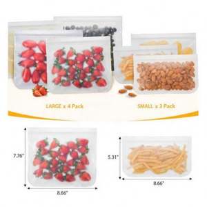 Sacs de congélation réutilisables en silicone transparent de haute qualité, écologiques, thermoscellables, sous vide, pour aliments de cuisine - Product Image 2