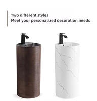 Élégant Lavabo Cylindrique Mural en Céramique à Trou Unique, Style Moderne et Simple, Facile à Nettoyer, pour Salle de Bain et Lavage des Mains