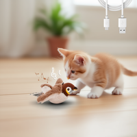 Juguete de Peluche para Mascotas Uf, Pájaro Interactivo Inteligente Recargable, Ecológico, Duradero, Activado por Tacto, con Sonido para Gatos