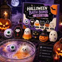 Coffret Cadeau de Bain pour Enfants Halloween – 6 Types de Bombes de Bain Effervescentes en Forme de Fantôme, Citrouille, Monstre – Nettoyage en Profondeur, Bain Moussant Naturel Relaxant