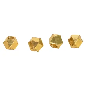 Diy Accessory Square Metal Jewelry Fashion Fishing carved square raw brass solid cube hexagon beads