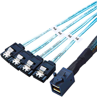 Kabel Internal HD Mini SAS (SFF-8643 Host) ke 4 Target SATA 650mm untuk Pengontrol 4 Hard Disk Drive SATA untuk Penggunaan Komputer
