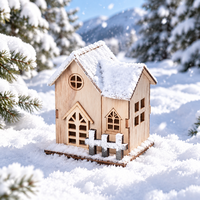 Décoration de Noël en bois en gros : Maison rustique de village de Noël, ornement de table pour la maison et les fêtes