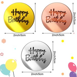36 Pezzi Topper Rotondi in Acrilico a Specchio per Cupcake 'Buon Compleanno', Topper Incisi in Acrilico Oro, Oro Rosa, Argento, Decorazioni Fai-da-Te per Torte <span class=keywords><strong>e</strong></span> Dessert - Product Image 4