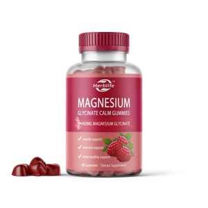 Gomitas de Glicinato de Magnesio Calm para Adultos, Suplemento Herbal, 60 Gomitas, Sabor Frambuesa, Venta Caliente OEM/ODM - Product Image 1