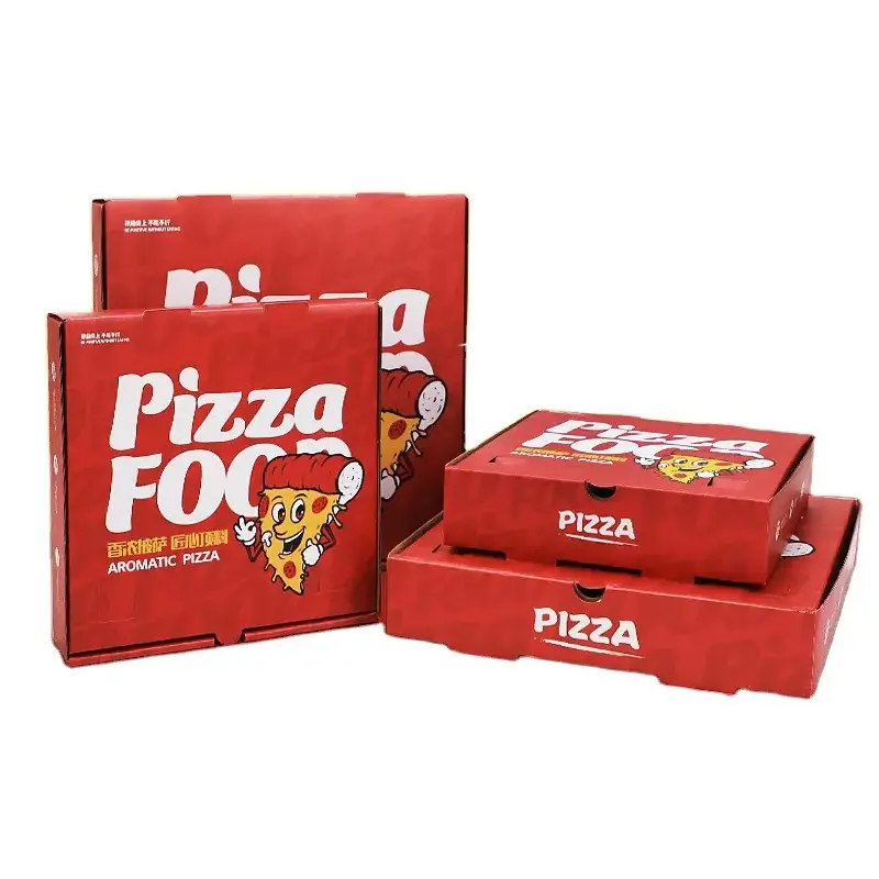 Supplier Custom Design Printed Delivery Pizza Box Package Carton Packing Bulk Cheap Pizza slice Boxes Boite A Pizzas with Logo