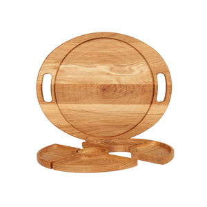 Ensemble de 6 plateaux de service ronds en bois de chêne de qualité supérieure pour hôtels et restaurants-Passe au lave-vaisselle écologique - Product Image 4