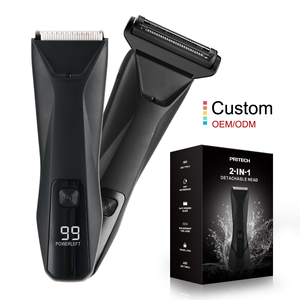 PRITECH Ipx7 Alat Cukur Pria Tahan Air Tanpa Kabel 2 in 1 untuk Tubuh dan Wajah, Pemangkas Rambut Kemaluan untuk Pria - Product Image 1