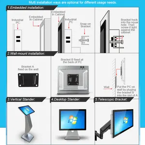 17 인치 정전식 저항 터치 스크린 산업용 패널 PC 내장 설치 J1900 J4125 I3 I5 I7 올인원 컴퓨터