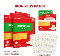 Patchs OEM Iron Plus enrichis en bisglycinate de fer, vitamine C, bêta-carotène et astaxanthine – Soin quotidien pour le soutien du fer