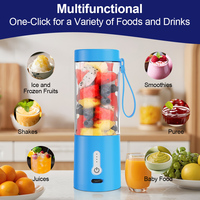 530ML Juicer Jeruk Portabel Mini Blender Pembersih Otomatis untuk Penggunaan di Luar Ruangan/Mobil, Smoothie/Jeruk/Lemon, Pengisian Daya USB, Baterai 4000mAh, Shake