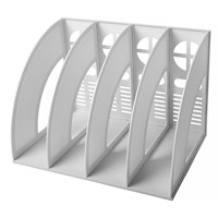 Organizador de Archivos de Escritorio de Plástico con 4 Compartimentos, Porta Revistas Vertical, Clasificador de Libros de Escritorio para Almacenamiento de Documentos de Oficina y Escuela