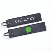 Porte-clés brodés personnalisés fabriqués directement en usine, avec logo porte-bonheur sur deux faces, en sergé, style jet tag, petit cadeau, pendentif, anneau porte-clés