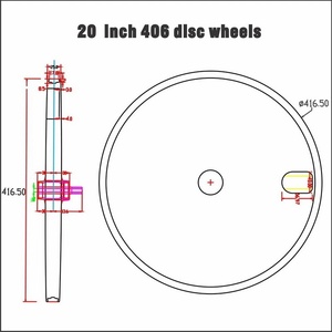 20 pouces 406 Highway 6 <span class=keywords><strong>ongles</strong></span> frein à disque V frein roue arrière empilée à une vitesse 25mm de large Jiuyu fleur tambour en Fiber de carbone mat - Product Image 2