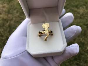 Su misura in acciaio inossidabile alla moda 18K placcato oro cartone animato anello carino gioielli per donne e ragazze ragazzi donne per regalo - Product Image 3