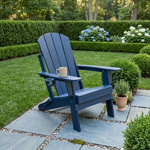 Sillas Adirondack Plegables, Sillas <span class=keywords><strong>de</strong></span> Patio, Silla <span class=keywords><strong>de</strong></span> Jardín, Resistentes a la Intemperie para Patio, Jardín, Terraza, Hoguera, Color Negro - Product Image 4