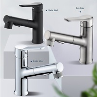 Robinet de lavabo extensible en cuivre avec cartouche céramique, eau chaude/froide, double fonction, à poser sur comptoir